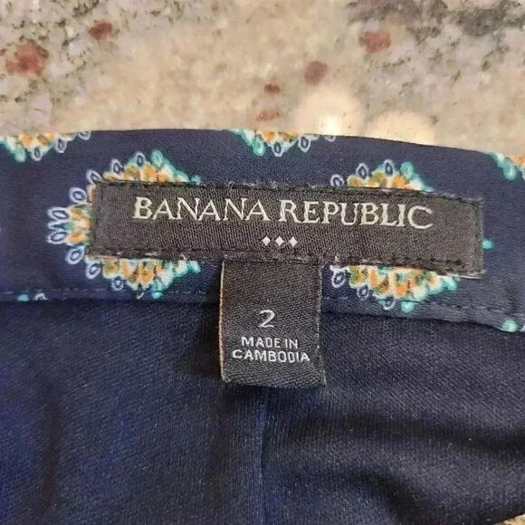 Banana Republic Women's Navy Blue Polyester Accordion Pleated Geo Print Maxi Ski - Picture 7 of 14